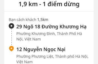 Hiển thị quãng đường đón khách