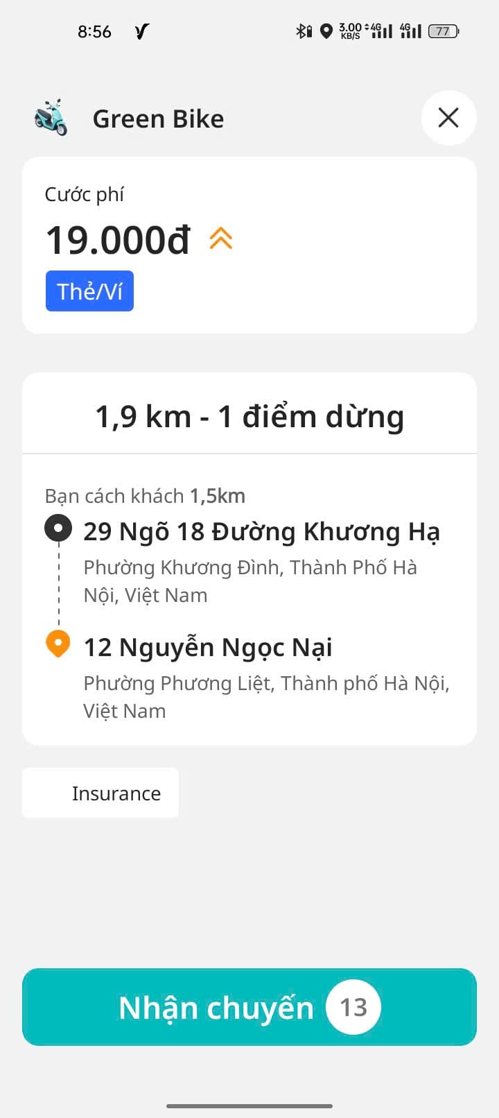 Hiển thị quãng đường đón khách